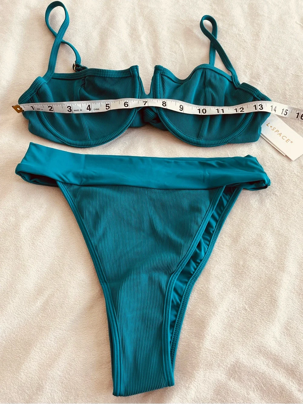 L*Space Bikini Set Hunter Top & Lola Bitsy Bottom Blue Small/Medium Resortwear